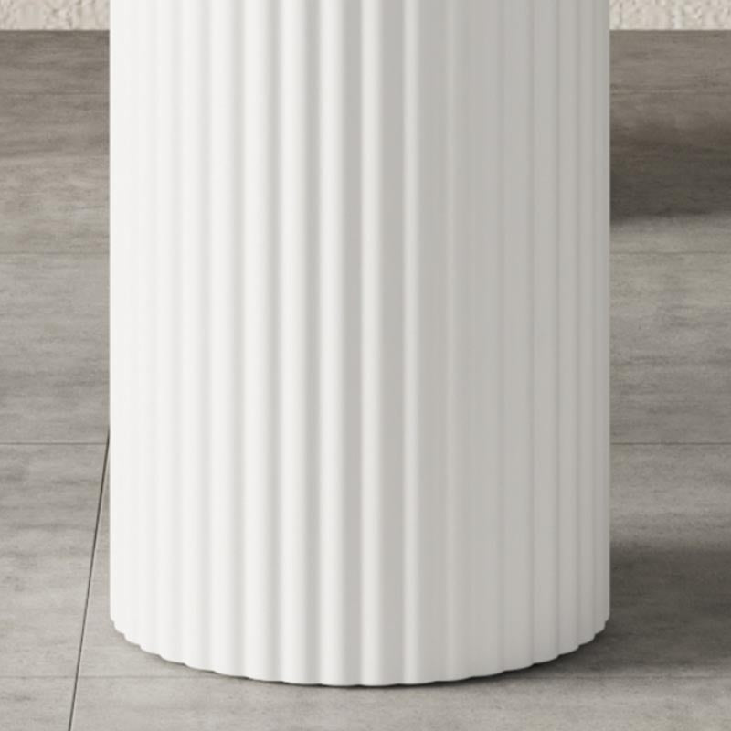 Ovale eettafel moderne stenen eettafel in wit met dubbel voetstuk