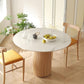 Mesa de comedor de piedra redonda mesa de pedestal de madera maciza en natural y negro