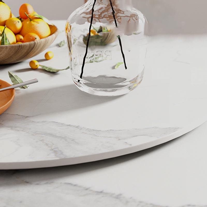 Mesa de comedor de pedestal de madera maciza mesa de comedor redonda moderna en blanco