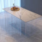 Rectangular Stone Dining Table Modern White Furniture with Acrylic Double Pedestal 55.1"L x 31.5"W x 29.5"H Without Chairs Clearhalo 'Dining Tables & Seating' 'Dining Tables' 'dining_table' 'furn' 'furn_dining_table' 'Furniture' 'Kitchen & Dining Furniture' 5921903