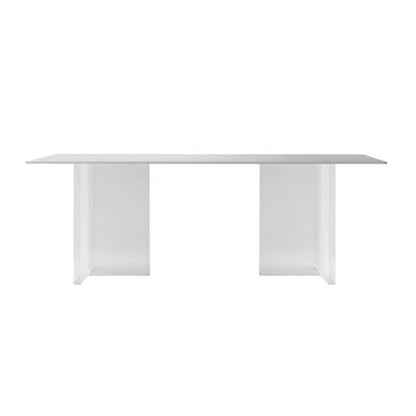 Rectangular Stone Dining Table Modern White Furniture with Acrylic Double Pedestal Without Chairs Clearhalo 'Dining Tables & Seating' 'Dining Tables' 'dining_table' 'furn' 'furn_dining_table' 'Furniture' 'Kitchen & Dining Furniture' 5921907