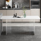 Rectangular Stone Dining Table Modern White Furniture with Acrylic Double Pedestal Clearhalo 'Dining Tables & Seating' 'Dining Tables' 'dining_table' 'furn' 'furn_dining_table' 'Furniture' 'Kitchen & Dining Furniture' 5921916
