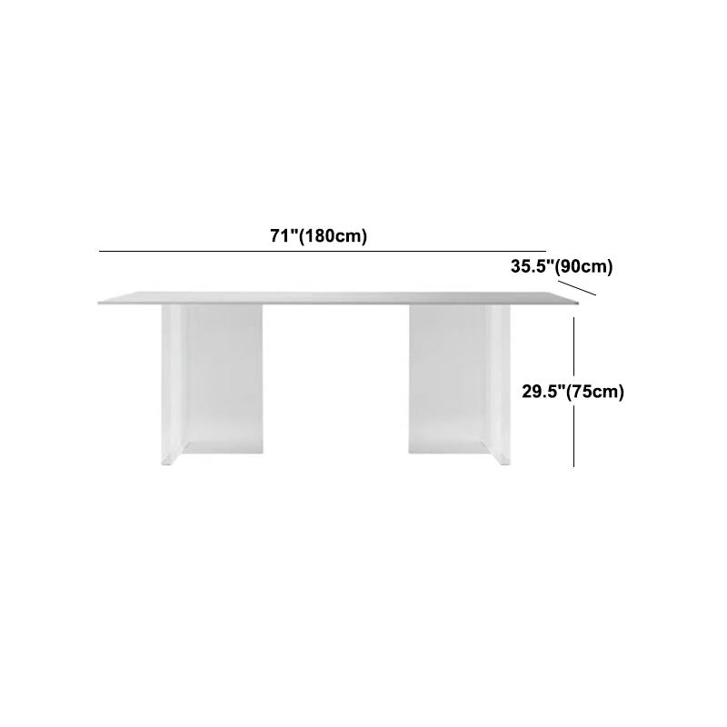 Rectangular Stone Dining Table Modern White Furniture with Acrylic Double Pedestal Clearhalo 'Dining Tables & Seating' 'Dining Tables' 'dining_table' 'furn' 'furn_dining_table' 'Furniture' 'Kitchen & Dining Furniture' 5921917