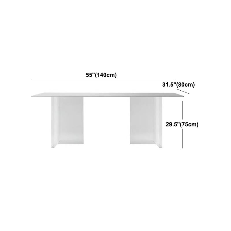 Rectangular Stone Dining Table Modern White Furniture with Acrylic Double Pedestal Clearhalo 'Dining Tables & Seating' 'Dining Tables' 'dining_table' 'furn' 'furn_dining_table' 'Furniture' 'Kitchen & Dining Furniture' 5921921