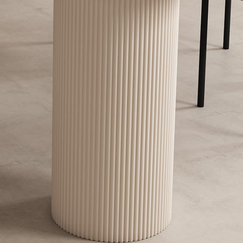 Freeform Sintered Stone Dining Table White or Black Tripod Solid Wood Base Furniture