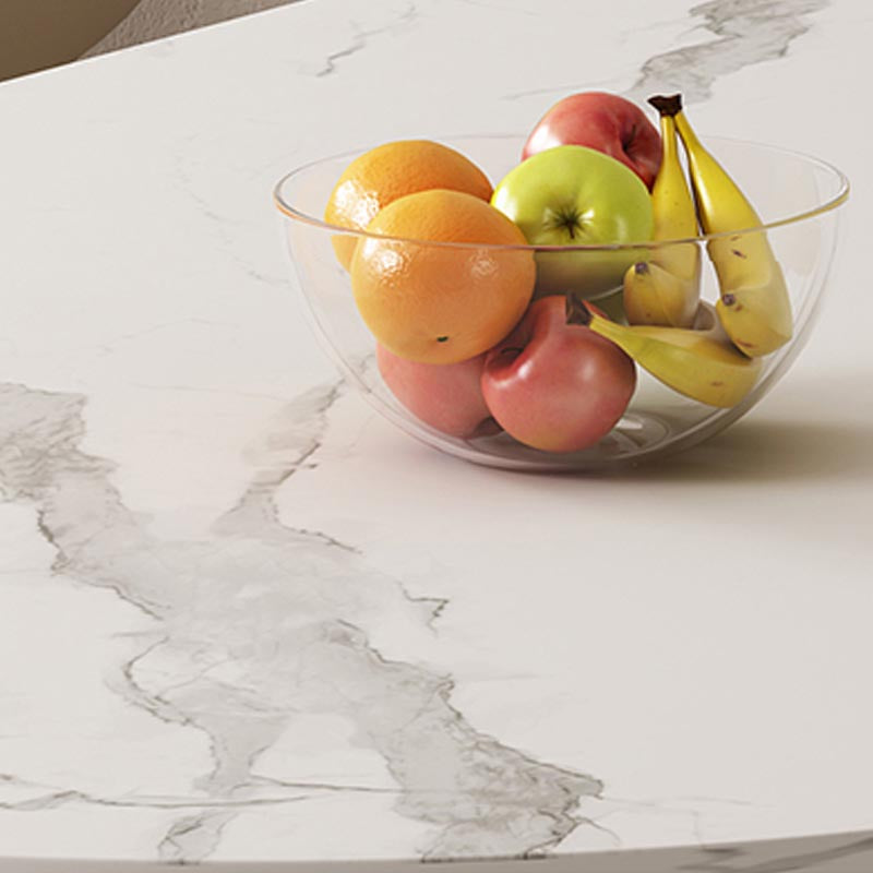 フリーフォーム焼結ストーンダイニングテーブル白または黒の三脚固体木材基地家具