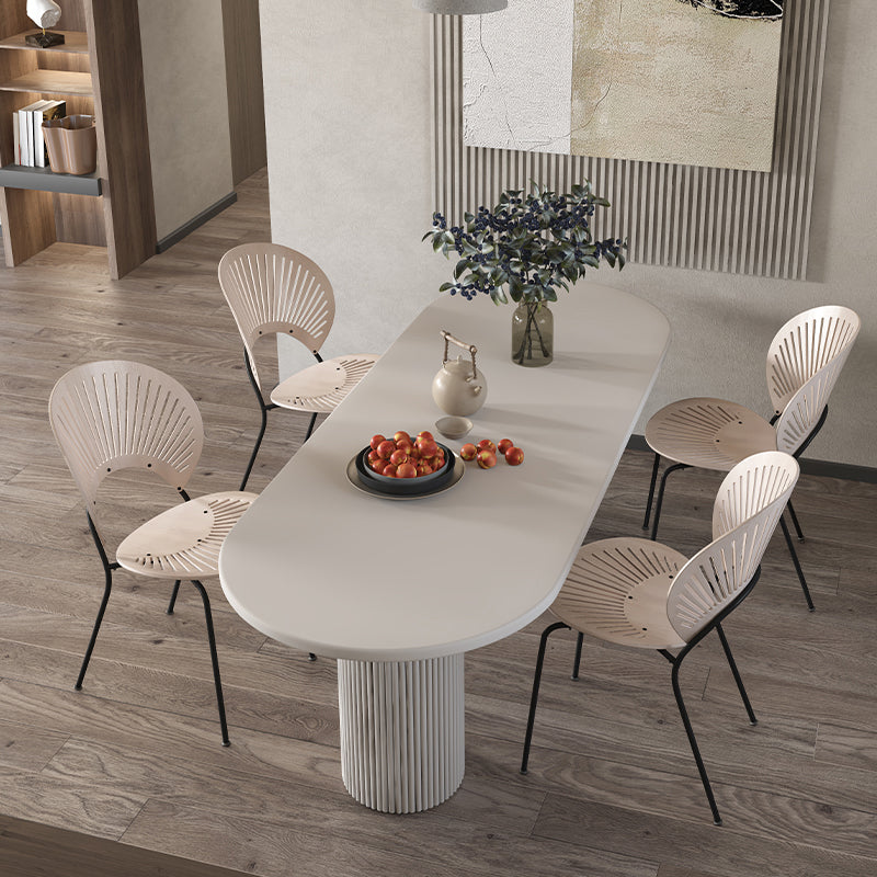 Stone Top Dining Table Modern Double Pedestal Dining Table for Kitchen 55.1"L x 31.5"W x 29.5"H Without Chairs Clearhalo 'Dining Tables & Seating' 'Dining Tables' 'dining_table' 'furn' 'furn_dining_table' 'Furniture' 'Kitchen & Dining Furniture' 5921959