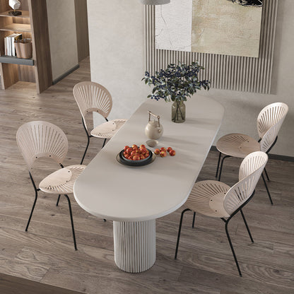 Stone Top Dining Table Modern Double Pedestal Dining Table for Kitchen 55.1"L x 31.5"W x 29.5"H Without Chairs Clearhalo 'Dining Tables & Seating' 'Dining Tables' 'dining_table' 'furn' 'furn_dining_table' 'Furniture' 'Kitchen & Dining Furniture' 5921959