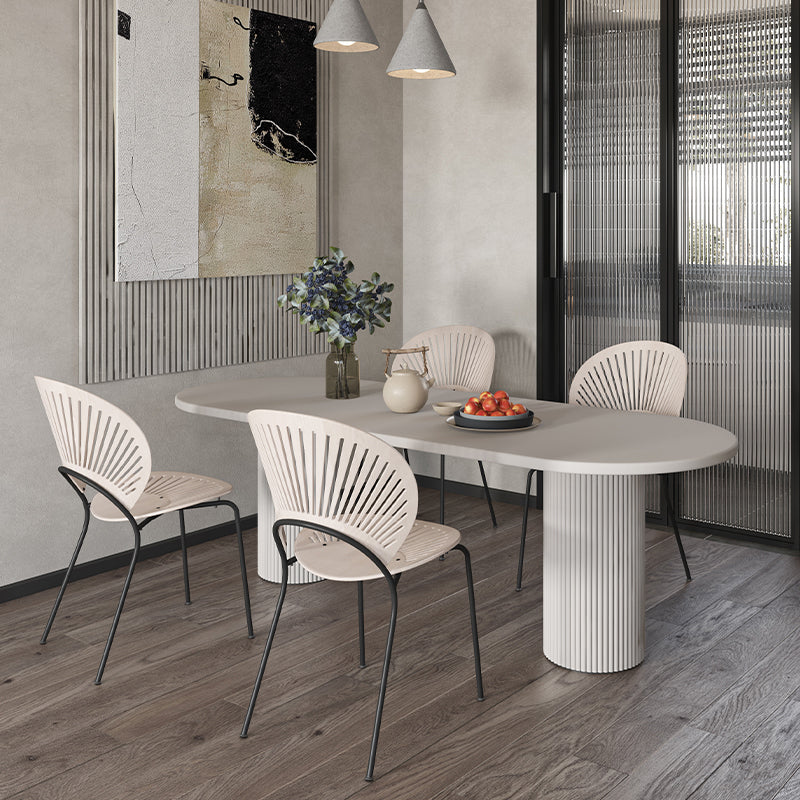 Stone Top Dining Table Modern Double Pedestal Dining Table for Kitchen 70.9"L x 35.4"W x 29.5"H Without Chairs Clearhalo 'Dining Tables & Seating' 'Dining Tables' 'dining_table' 'furn' 'furn_dining_table' 'Furniture' 'Kitchen & Dining Furniture' 5921960