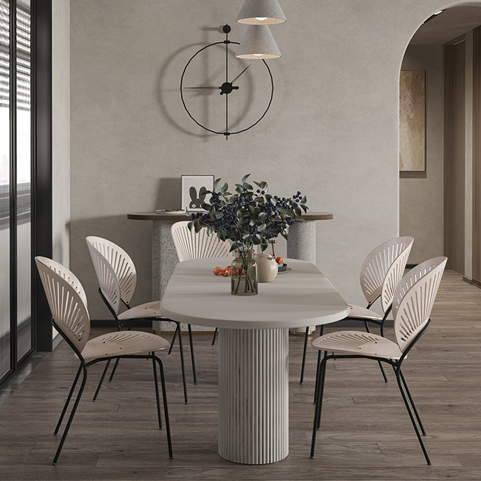 Stone Top Dining Table Modern Double Pedestal Dining Table for Kitchen 63"L x 31.5"W x 29.5"H Without Chairs Clearhalo 'Dining Tables & Seating' 'Dining Tables' 'dining_table' 'furn' 'furn_dining_table' 'Furniture' 'Kitchen & Dining Furniture' 5921961