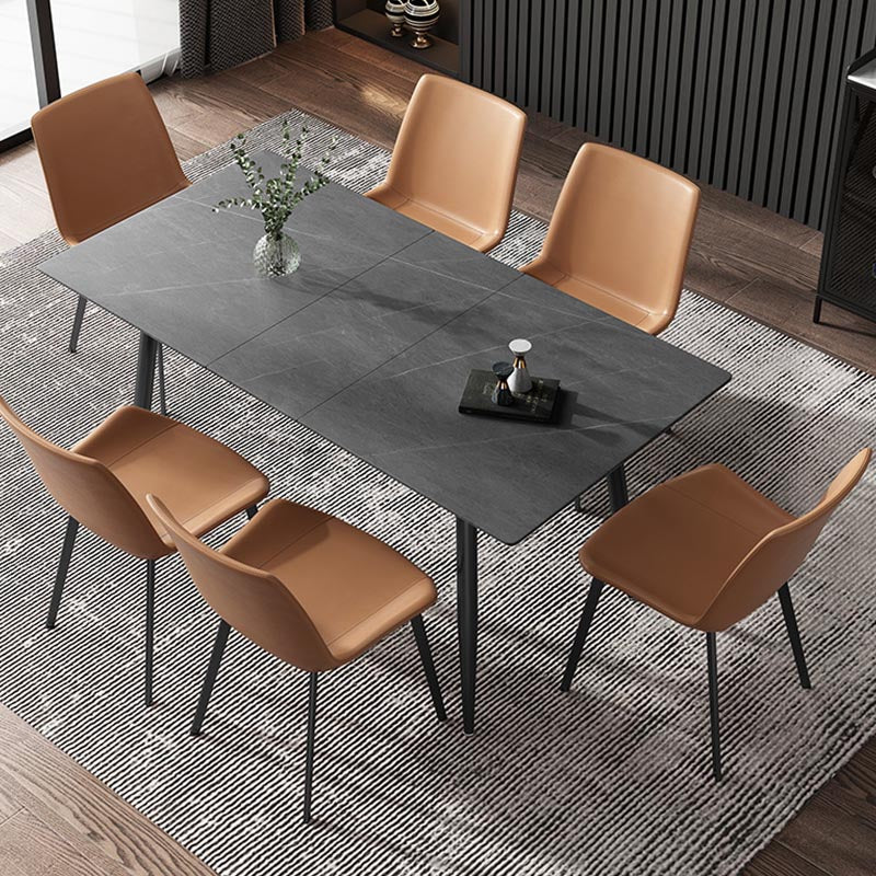 Rectangular Sintered Stone Dining Table Modern Furniture with 4 Legs for Home Gray Without Chairs Clearhalo 'Dining Tables & Seating' 'Dining Tables' 'dining_table' 'furn' 'furn_dining_table' 'Furniture' 'Kitchen & Dining Furniture' 5921977
