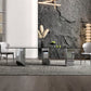 Glass Top Dining Table Rectangle Dining Table with Stainless Steel Base