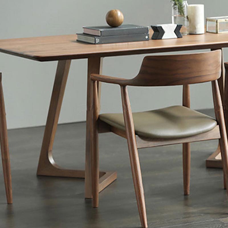 Tavolo da pranzo in legno massiccio naturale mobili interni moderni con doppio piedistallo