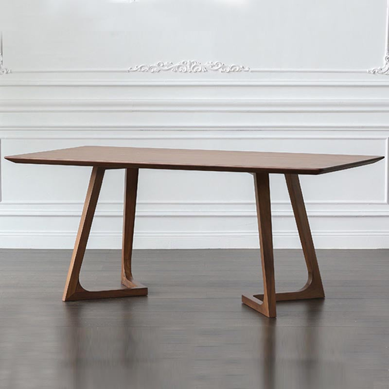 Natuurlijke vaste houten eettafel Modern binnenmeubels met dubbele voetstuk