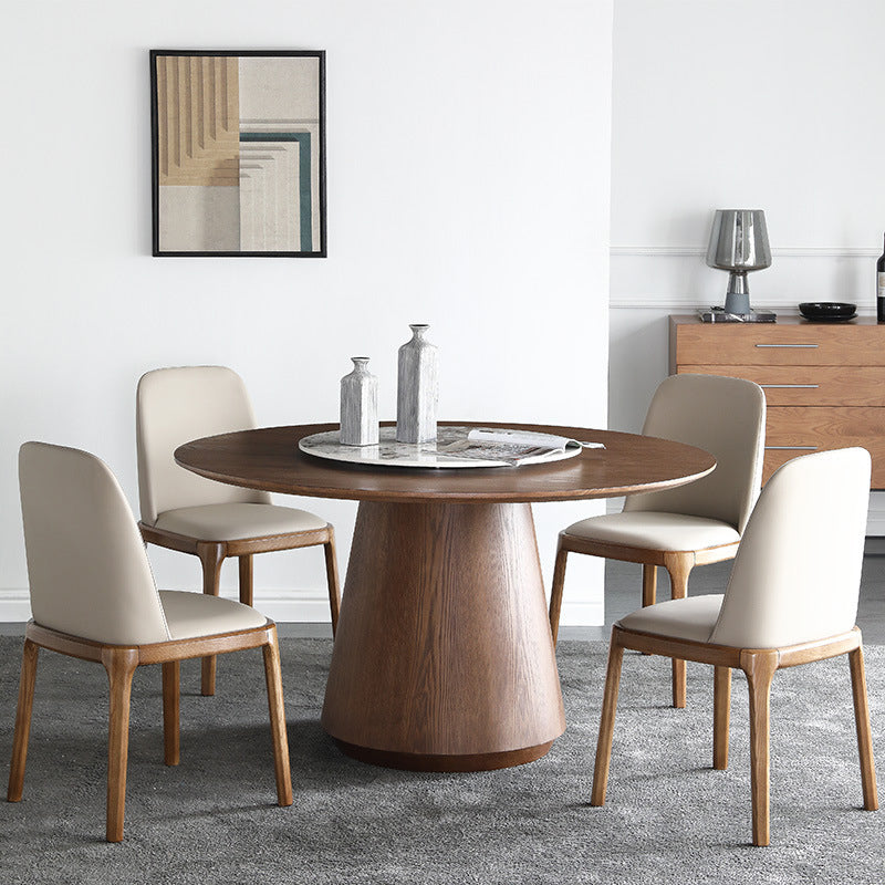 Solid Wood Dining Table Modern Round Dining Table with Pedestal Base 53.1"L x 53.1"W x 29.5"H Lazy Susan Without Chairs Clearhalo 'Dining Tables & Seating' 'Dining Tables' 'dining_table' 'furn' 'furn_dining_table' 'Furniture' 'Kitchen & Dining Furniture' 5922073