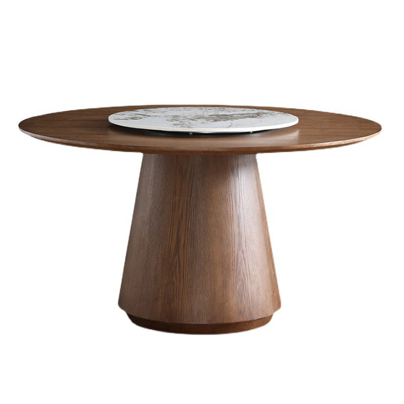 Solid Wood Dining Table Modern Round Dining Table with Pedestal Base Lazy Susan Without Chairs Clearhalo 'Dining Tables & Seating' 'Dining Tables' 'dining_table' 'furn' 'furn_dining_table' 'Furniture' 'Kitchen & Dining Furniture' 5922078