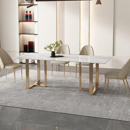 Rectangular Sintered Stone Dining Table Modern Furniture with Double Pedestal for Home