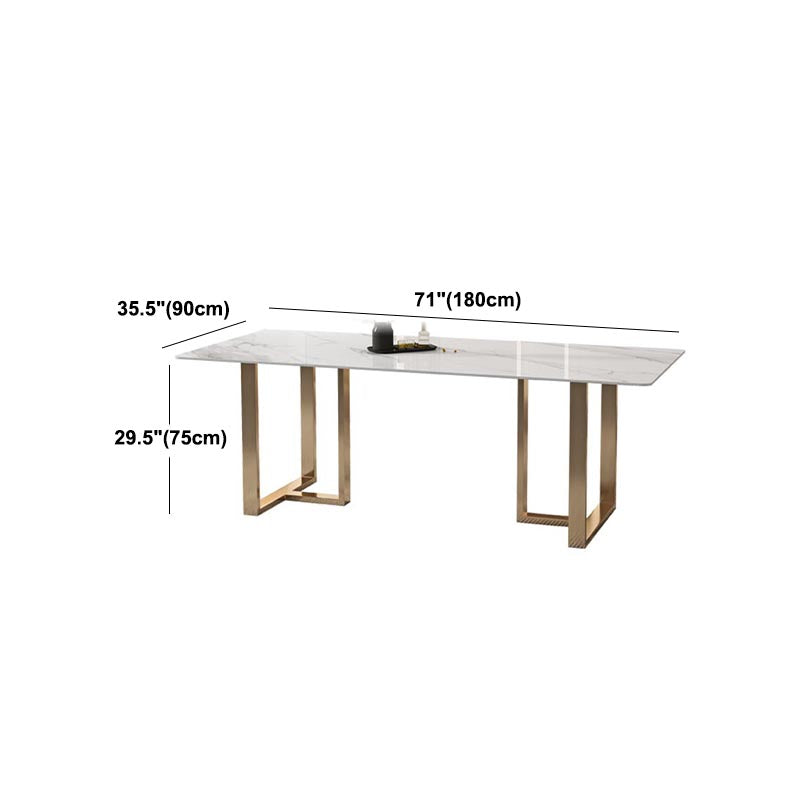 Rectangular Sintered Stone Dining Table Modern Furniture with Double Pedestal for Home