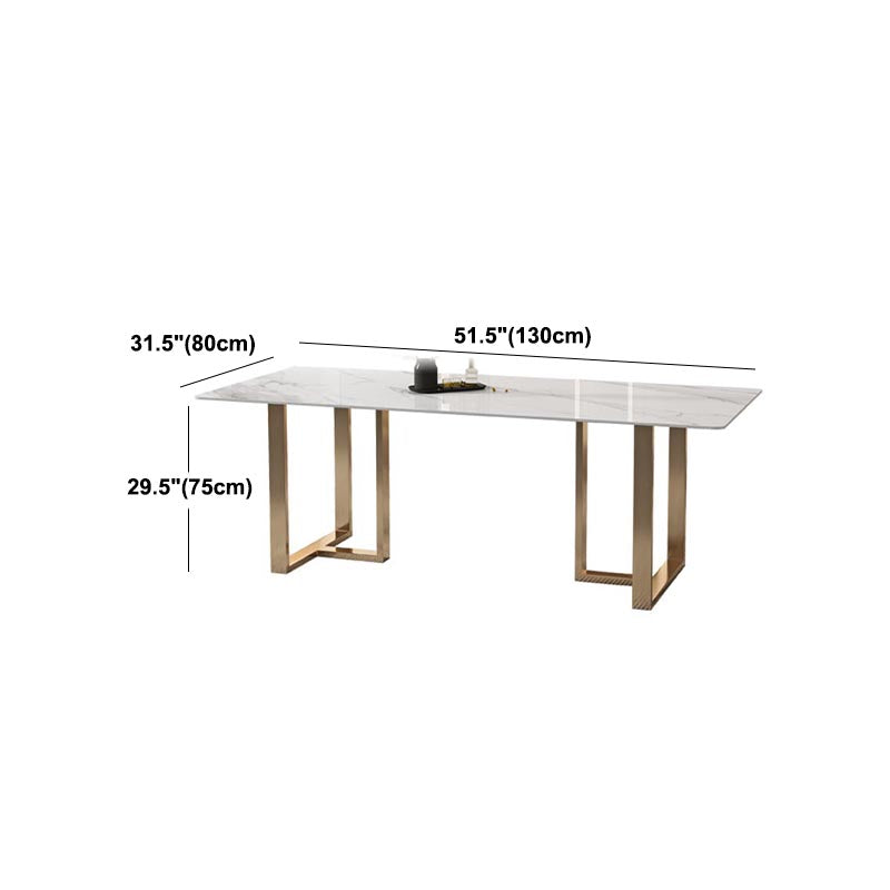 Rectangular Sintered Stone Dining Table Modern Furniture with Double Pedestal for Home