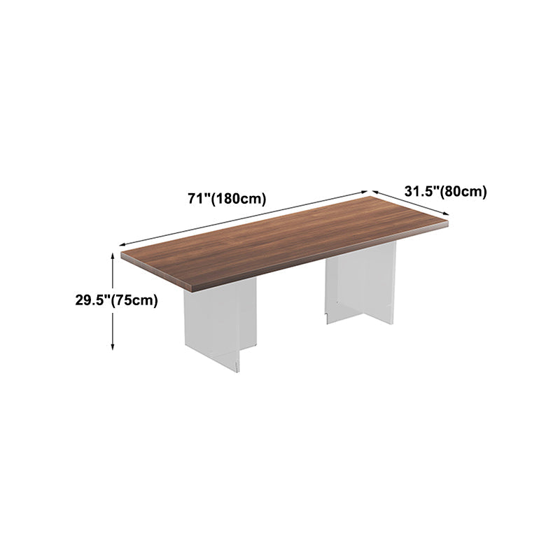 Pine Wood Dining Table Contemporary Dining Table with Double Pedestal Base Clearhalo 'Dining Tables & Seating' 'Dining Tables' 'dining_table' 'furn' 'furn_dining_table' 'Furniture' 'Kitchen & Dining Furniture' 5922184