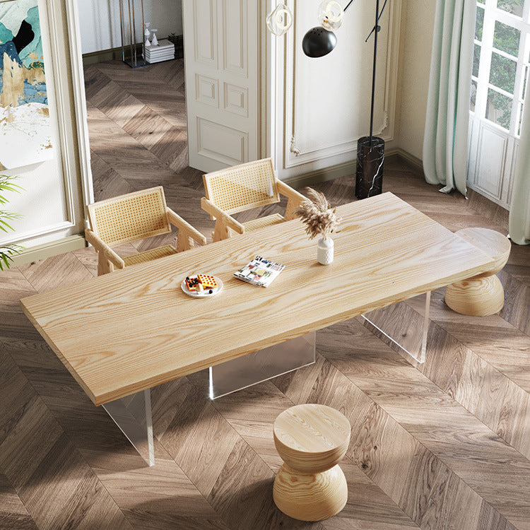 Pine Wood Dining Table Traditional Luxury Dining Table with 3 Legs