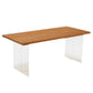 Mesa de comedor de madera Mesa de comedor contemporánea con base de pedestal doble