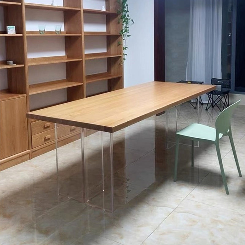 Mesa de comedor de madera Mesa de comedor contemporánea con base de pedestal doble