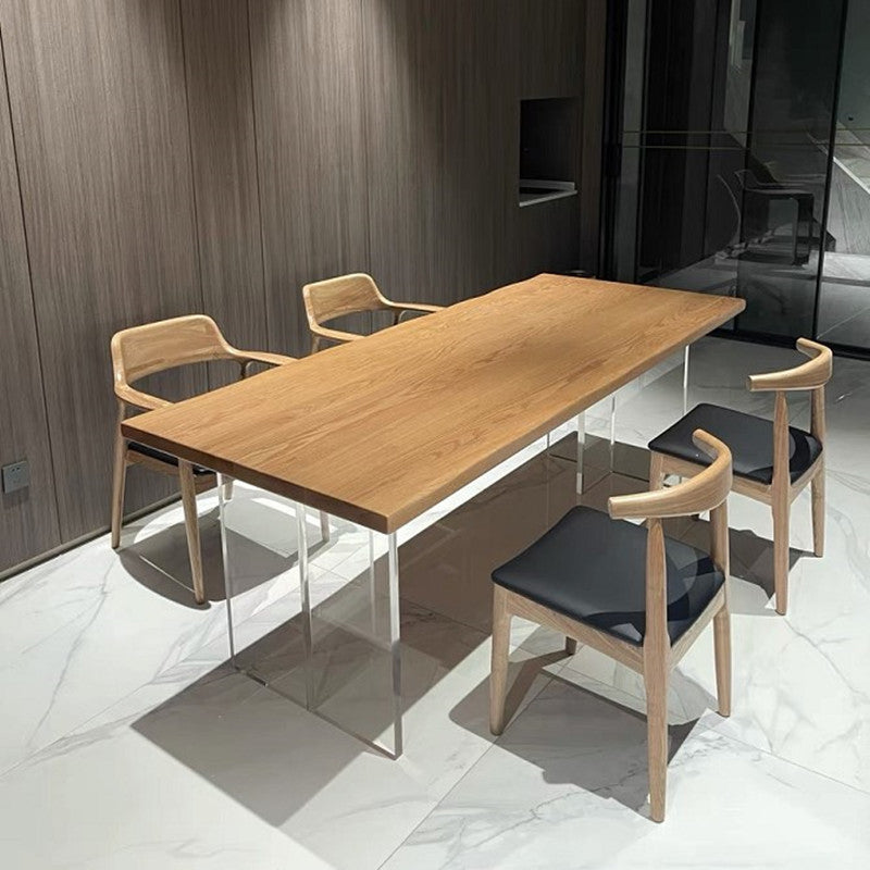 Mesa de comedor de madera Mesa de comedor contemporánea con base de pedestal doble