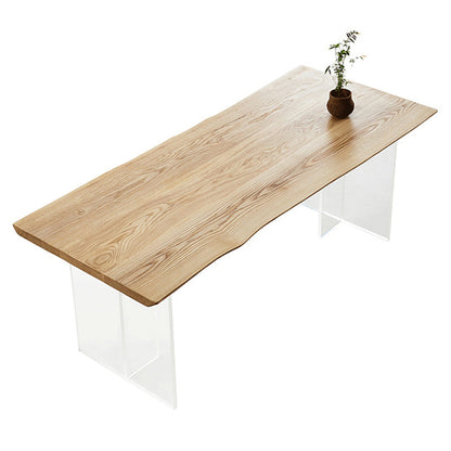 Mesa de comedor de madera Mesa de comedor contemporánea con base de pedestal doble