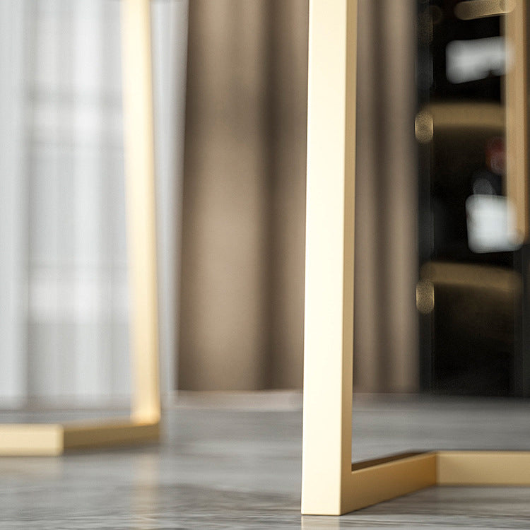 Steen bovenste eettafel eigentijdse eettafel met slee -basis in goud