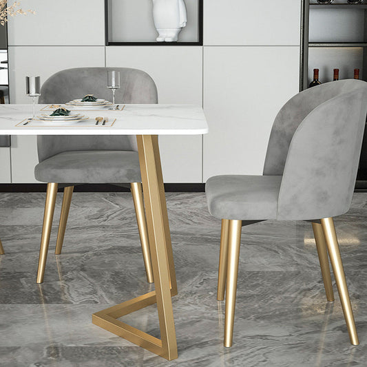 Stone Top Dining Table Contemporary Dining Table with Sled Base in Gold