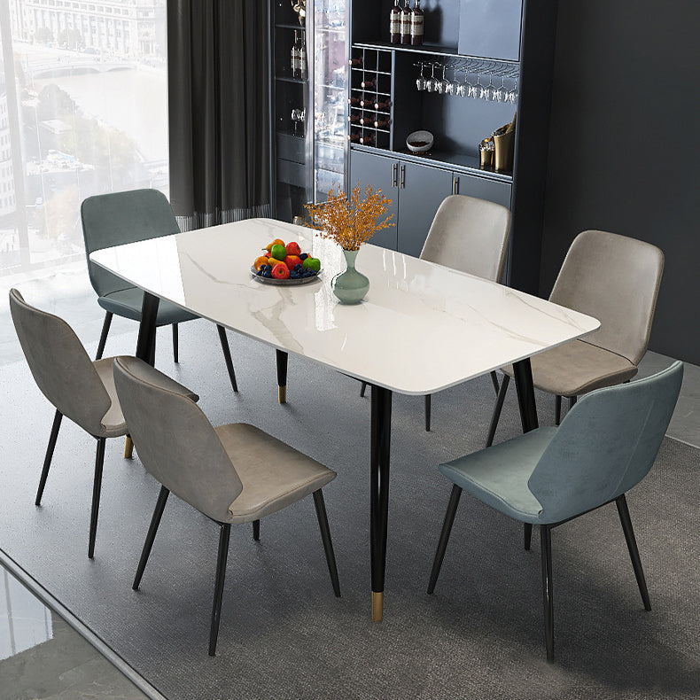 Stone Top Table Contemporary Dining Table with 4 Legs in Black White Without Chairs Clearhalo 'Dining Tables & Seating' 'Dining Tables' 'dining_table' 'furn' 'furn_dining_table' 'Furniture' 'Kitchen & Dining Furniture' 5922288