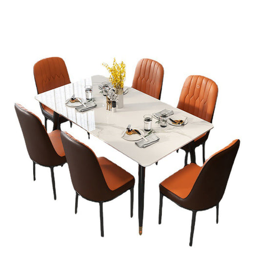 Stone Top Table Contemporary Dining Table with 4 Legs in Black Clearhalo 'Dining Tables & Seating' 'Dining Tables' 'dining_table' 'furn' 'furn_dining_table' 'Furniture' 'Kitchen & Dining Furniture' 5922290