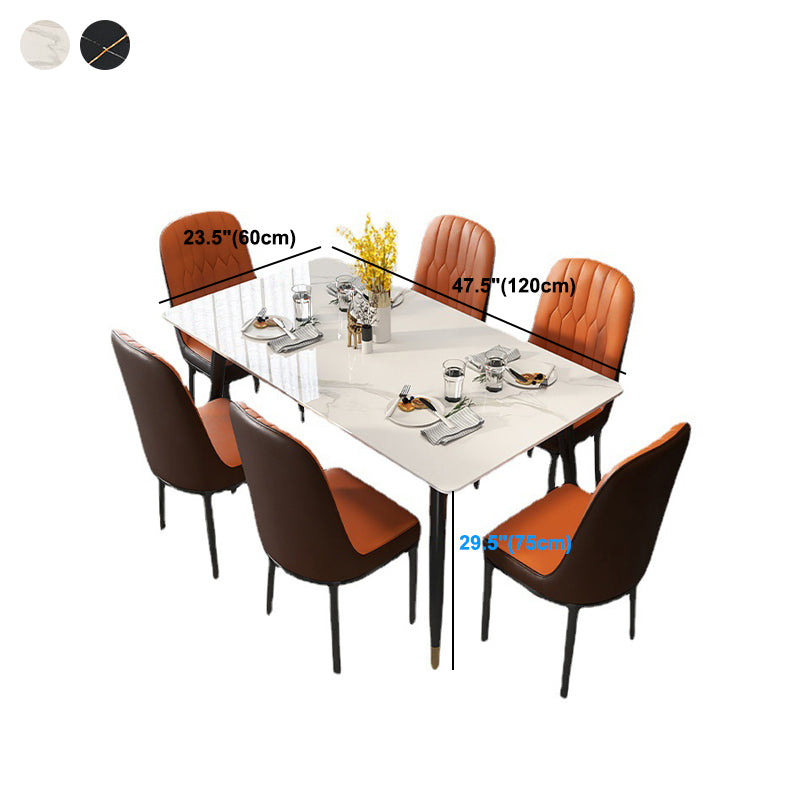 Stone Top Table Contemporary Dining Table with 4 Legs in Black Clearhalo 'Dining Tables & Seating' 'Dining Tables' 'dining_table' 'furn' 'furn_dining_table' 'Furniture' 'Kitchen & Dining Furniture' 5922294