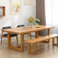 Pine Wood Dining Table Contemporary Table with Double Pedestal Base 63"L x 27.6"W x 29.5"H Without Chairs Clearhalo 'Dining Tables & Seating' 'Dining Tables' 'dining_table' 'furn' 'furn_dining_table' 'Furniture' 'Kitchen & Dining Furniture' 5922298