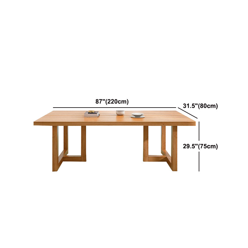 Pine Wood Dining Table Contemporary Table with Double Pedestal Base Clearhalo 'Dining Tables & Seating' 'Dining Tables' 'dining_table' 'furn' 'furn_dining_table' 'Furniture' 'Kitchen & Dining Furniture' 5922311