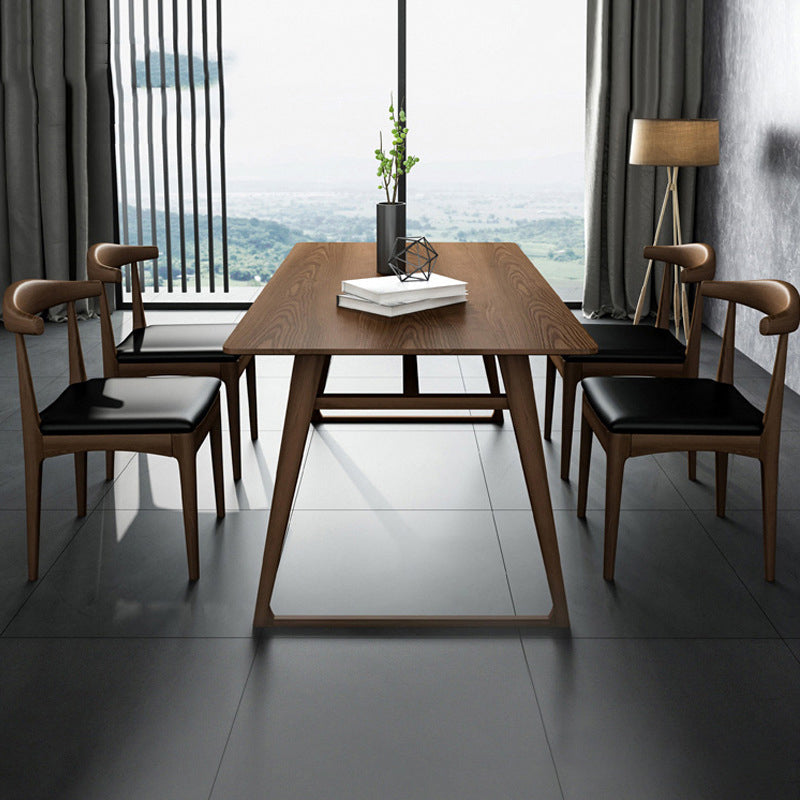 Pine Wood Dining Table Industrial Rectangle Table with Sled Base 63"L x 27.6"W x 29.5"H Without Chairs Clearhalo 'Dining Tables & Seating' 'Dining Tables' 'dining_table' 'furn' 'furn_dining_table' 'Furniture' 'Kitchen & Dining Furniture' 5922315