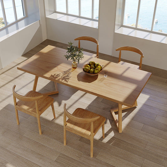 Pine Wood Dining Table Modern Rectangle Dining Table with Sled Base