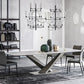 Stone Dining Table Traditional Luxury Dining Table with Pedestal Base White Black 55.1"L x 31.5"W x 29.5"H Clearhalo 'Dining Tables & Seating' 'Dining Tables' 'dining_table' 'furn' 'furn_dining_table' 'Furniture' 'Kitchen & Dining Furniture' 5922352