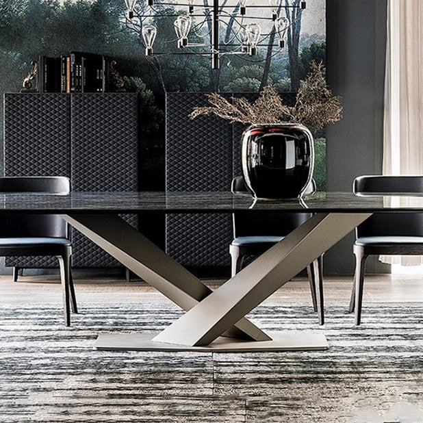 Stone Dining Table Traditional Luxury Dining Table with Pedestal Base Clearhalo 'Dining Tables & Seating' 'Dining Tables' 'dining_table' 'furn' 'furn_dining_table' 'Furniture' 'Kitchen & Dining Furniture' 5922359