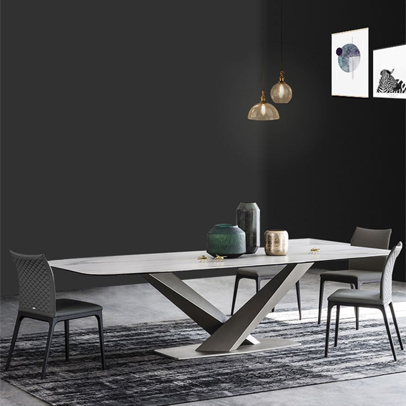 Stone Dining Table Traditional Luxury Dining Table with Pedestal Base Clearhalo 'Dining Tables & Seating' 'Dining Tables' 'dining_table' 'furn' 'furn_dining_table' 'Furniture' 'Kitchen & Dining Furniture' 5922362