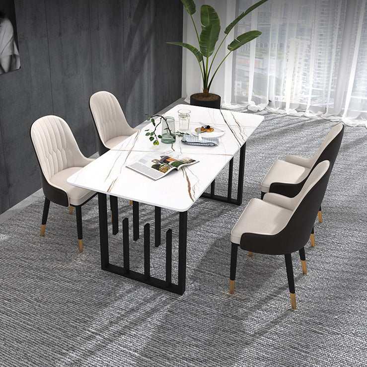 長方形の石のダイニングテーブル金属ベースの伝統的な豪華なダイニング家具