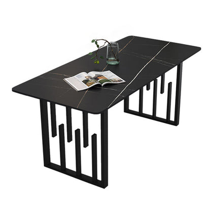 長方形の石のダイニングテーブル金属ベースの伝統的な豪華なダイニング家具