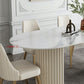 Traditional Luxury Dining Table Stone Dining Table with Double Pedestal