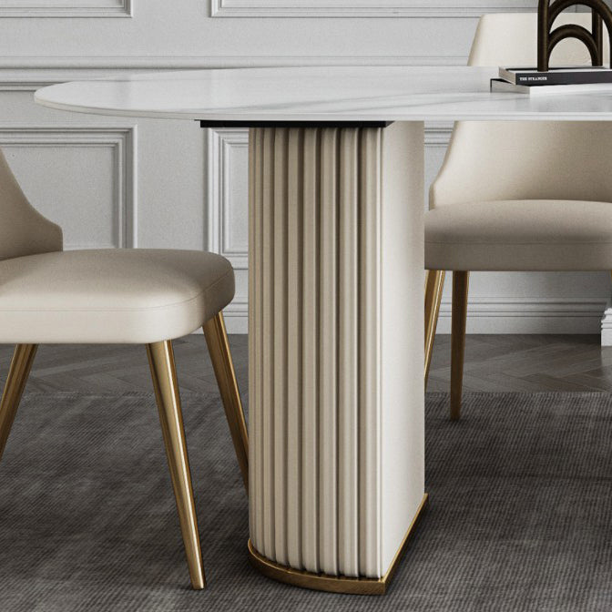 二重の台座付きの伝統的な高級ダイニングテーブルストーンダイニングテーブル