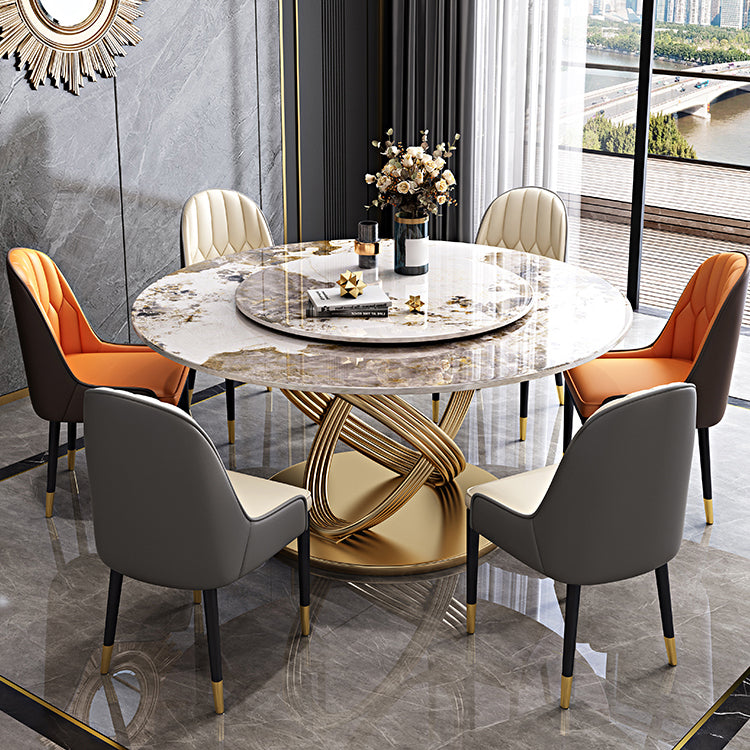 Traditional Luxury Dining Table Round Convertible Dining Table with Pedestal