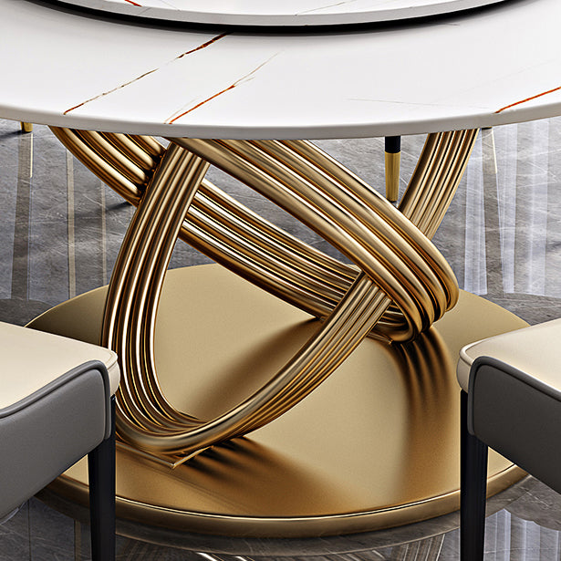 Traditional Luxury Dining Table Round Convertible Dining Table with Pedestal