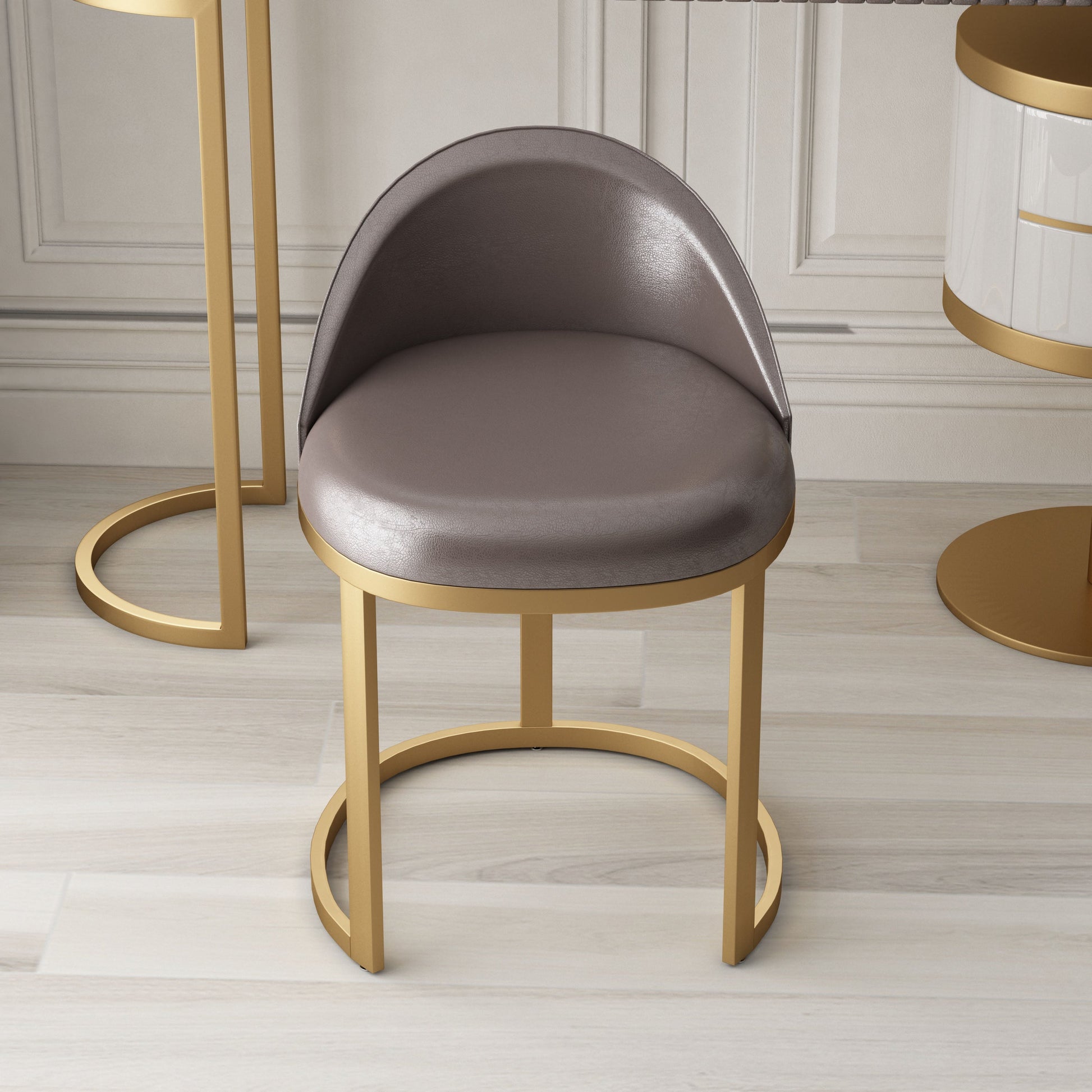 Glam Metal Dining Room Chair Upholstered Armless Dining Chairs for Home Use Grey 1 Piece Clearhalo 'Dining Chairs' 'Dining Tables & Seating' 'dining_chair' 'furn' 'furn_dining_chair' 'Furniture' 'Kitchen & Dining Furniture' 5922538