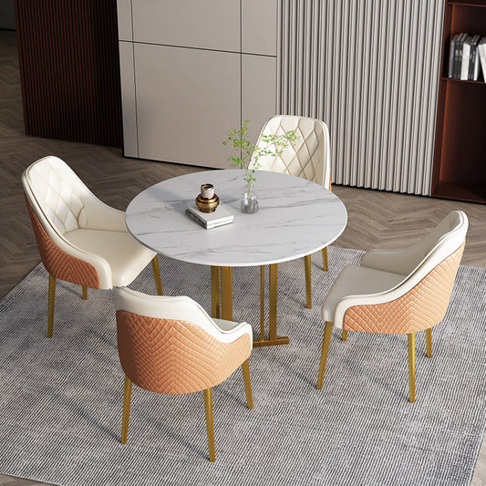 Scandinavian Design Leather Dining Chairs Solid Back Arm Side Chair for Kitchen