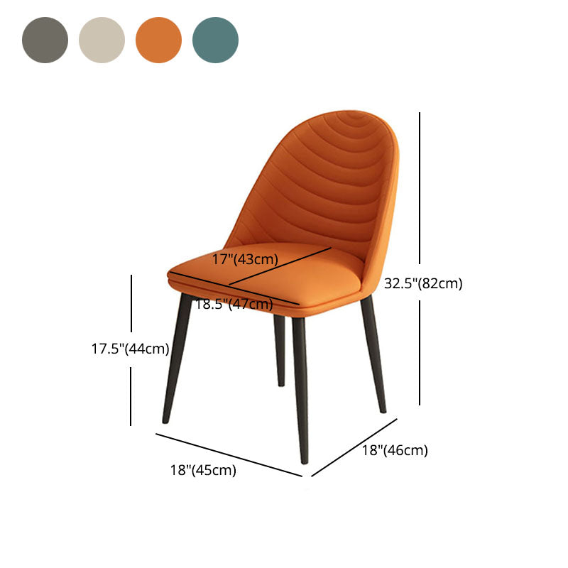 Eigentijdse eet- en accentstoelen matte afwerking leer gebogen Parsons stoel